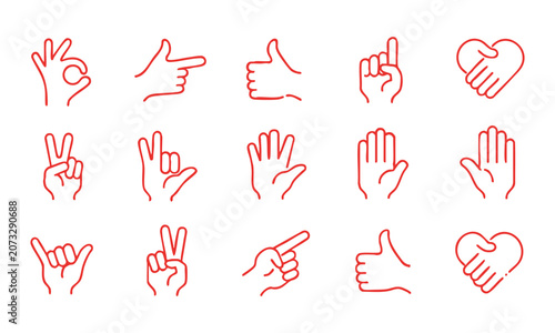 Editable Monoline Hand Sign Icons.