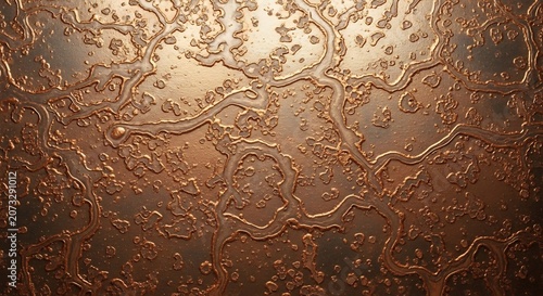 Textured Copper Surface with Organic Abstract Patterns.