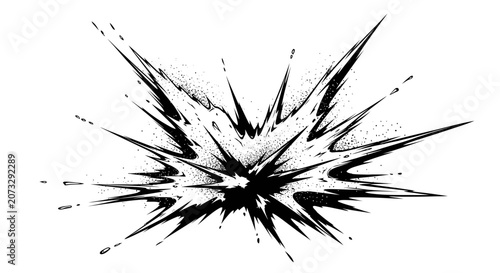 Black and White Comic Book Style Explosion Vector Illustration
