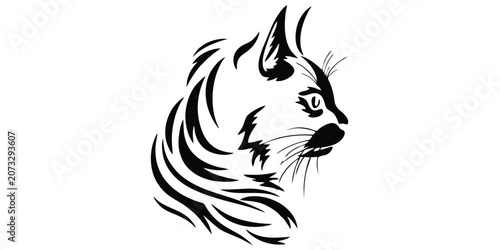 Photography Stylized Wild Cat Head Vector Illustration