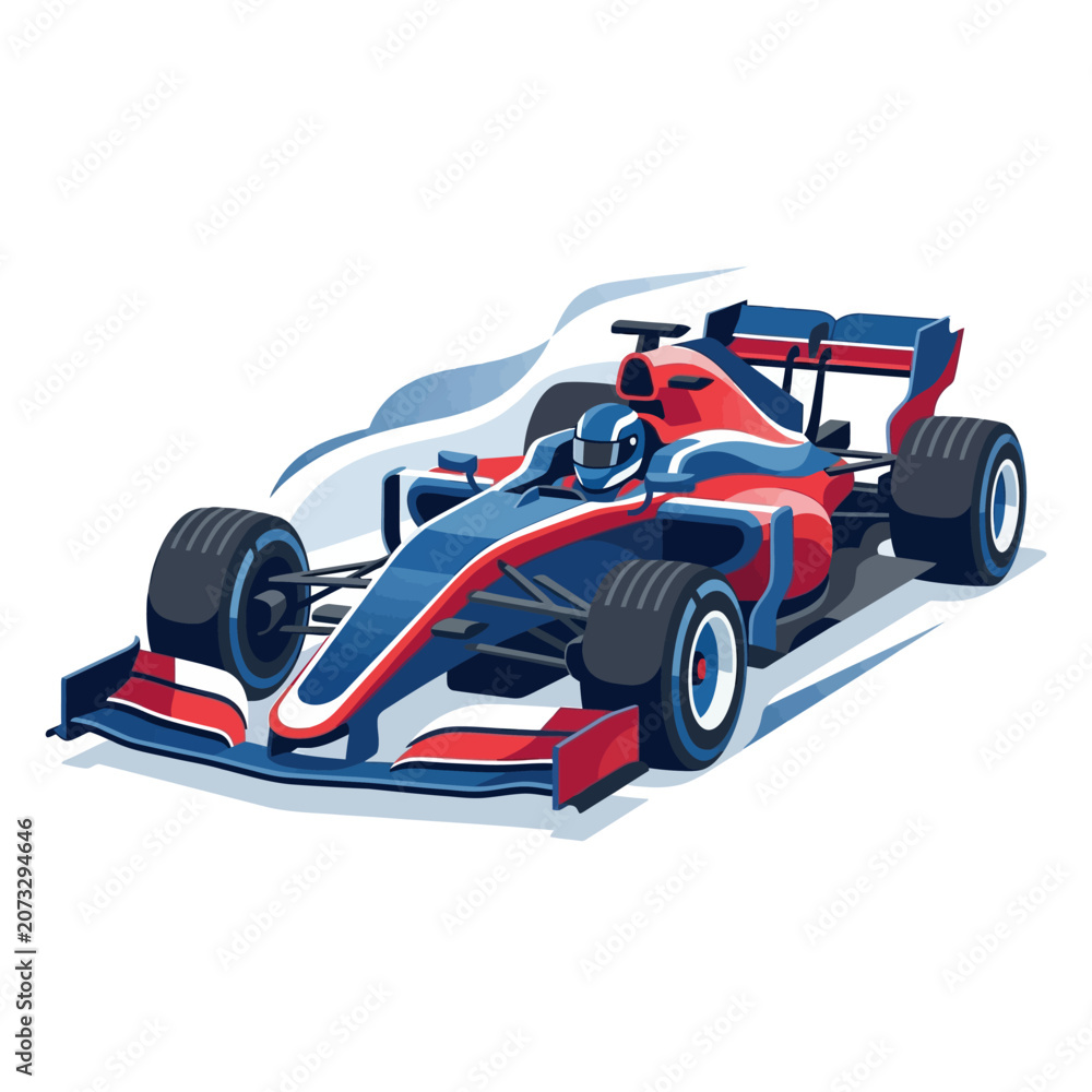 Naklejka premium Red Blue Formula 1 Race Car Driver Circuit Speed Motion