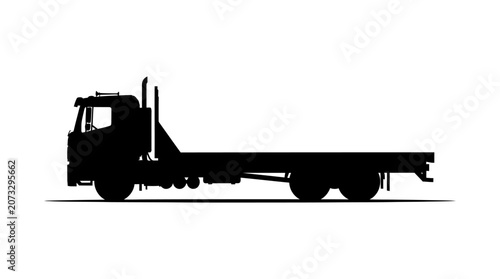 Tableau sur toile Semi truck Silhouette Against White Background semi truck