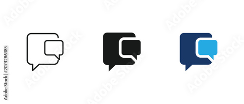 Chat bubble icon, message dialog communication discussion forum talk support set. vector illustration