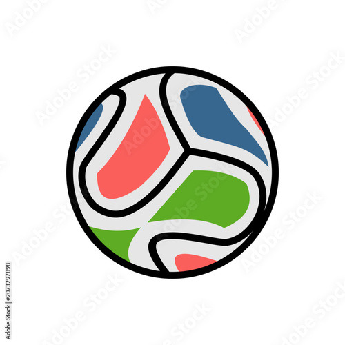 Colorful Soccer Ball Outline Icon Modern Football Sports Equipment Vector Symbol for Tournament Championship and Game Design