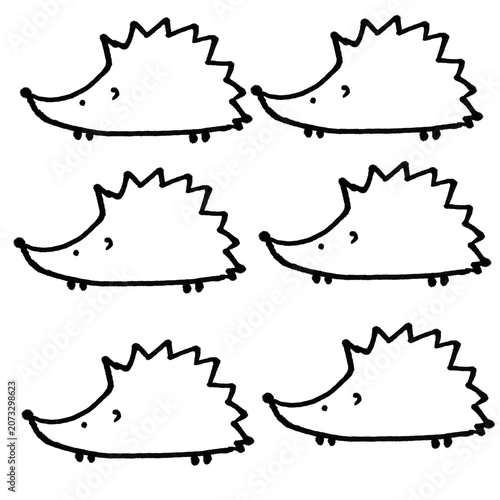 Hand Drawn Hedgehog Doodle Minimalist Black and White Vector Set