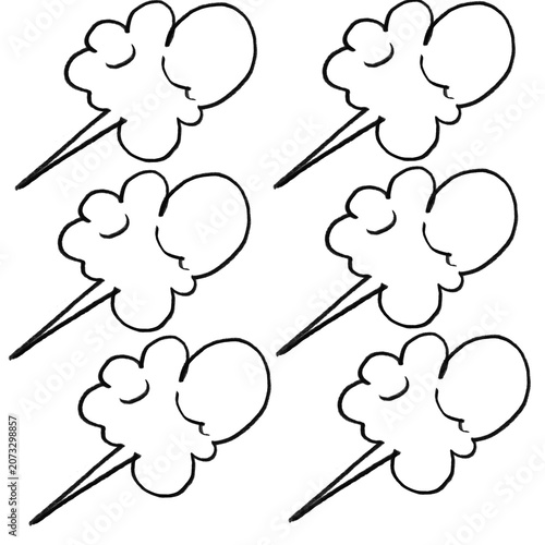 Hand Drawn Cloud Puff Smoke Doodle Minimalist Black and White Vector Set