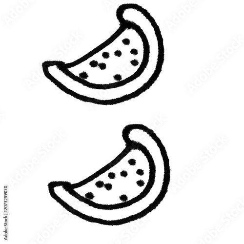  Hand Drawn Watermelon Slices Doodle Minimalist Black and White Vector
