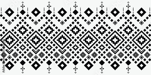 Nature vintages cross stitch traditional ethnic pattern paisley flower Ikat background abstract Aztec African Indonesian Indian seamless pattern for fabric print cloth dress carpet curtains and sarong