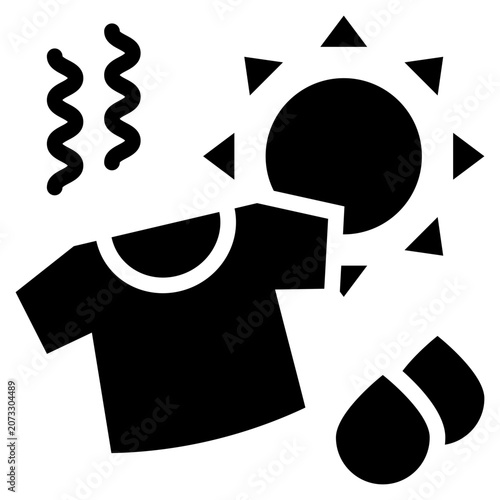 sun hot clothes laundry solid glyph icon
