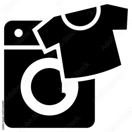 washing machine clothes cleaning laundry solid glyph icon