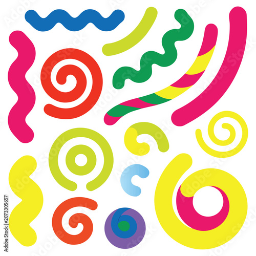Colorful Spiral Swirl Design Elements Isolated for Creative Decoration