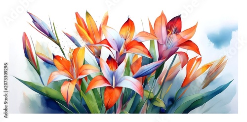 Romantische Karten Vorlage mit Blumen im Aquarell Technik	