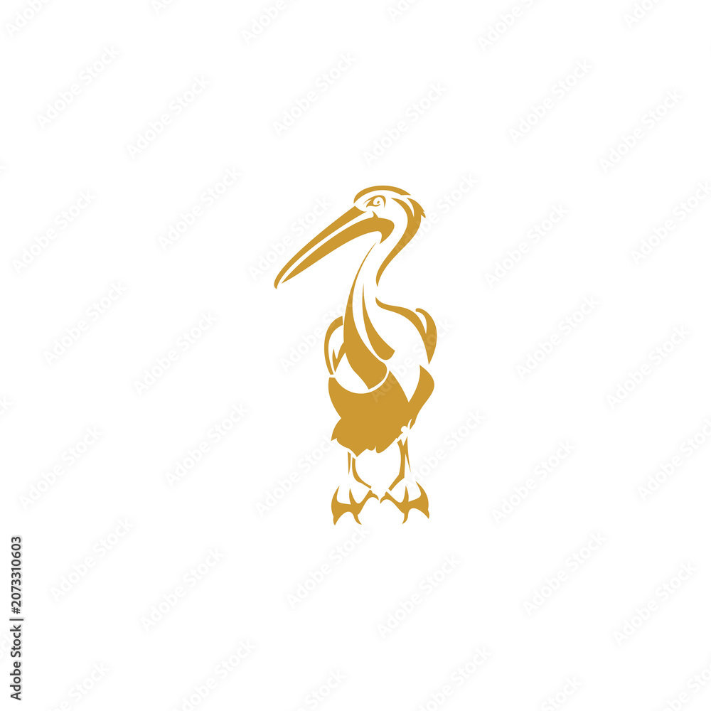 Obraz premium A stylized, elegant vector illustration of a pelican, representing nature, wildlife, coastal themes, and grace.