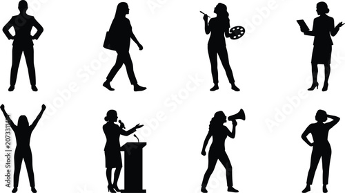 Black Silhouette Icons of Everyday, Creative, and Expressive Activities