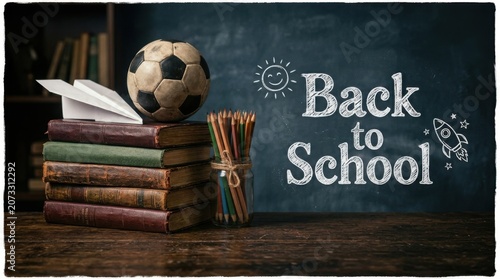 School Books Chalkboard