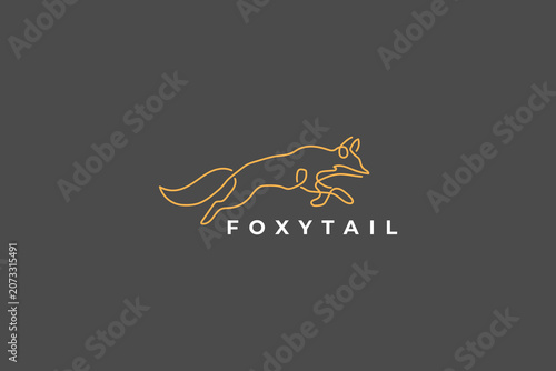 Fox line art logo design vector inspiration.