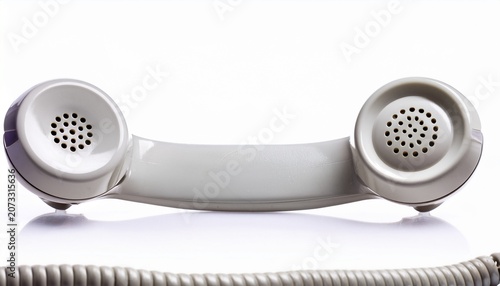 white old phone receiver isolated on white white background