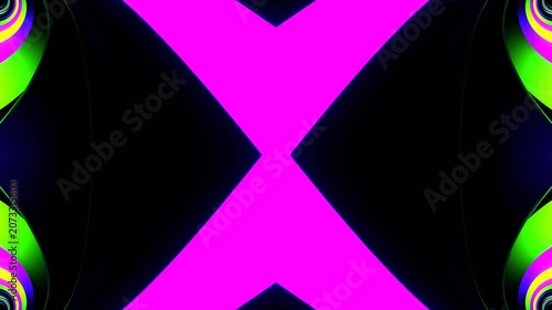 Purple and Green Neon Spirals Kaleidoscope Background VJ Loop in 4K