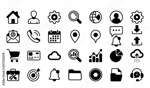 Canvas-taulu Simple Color Outline Icons Collection for Web Mobile App and User Interface Desi