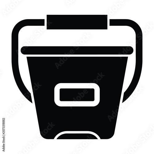 Black bucket with handle and lid icon