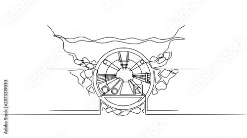 Tunnel Boring Machine Under Water, Construction Engineering Concept