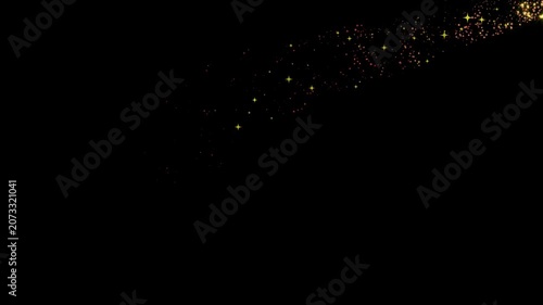 4K Abstract Glowing Gold Star Dust Particle Flow Forming Circle Motion Graphics on Black Background