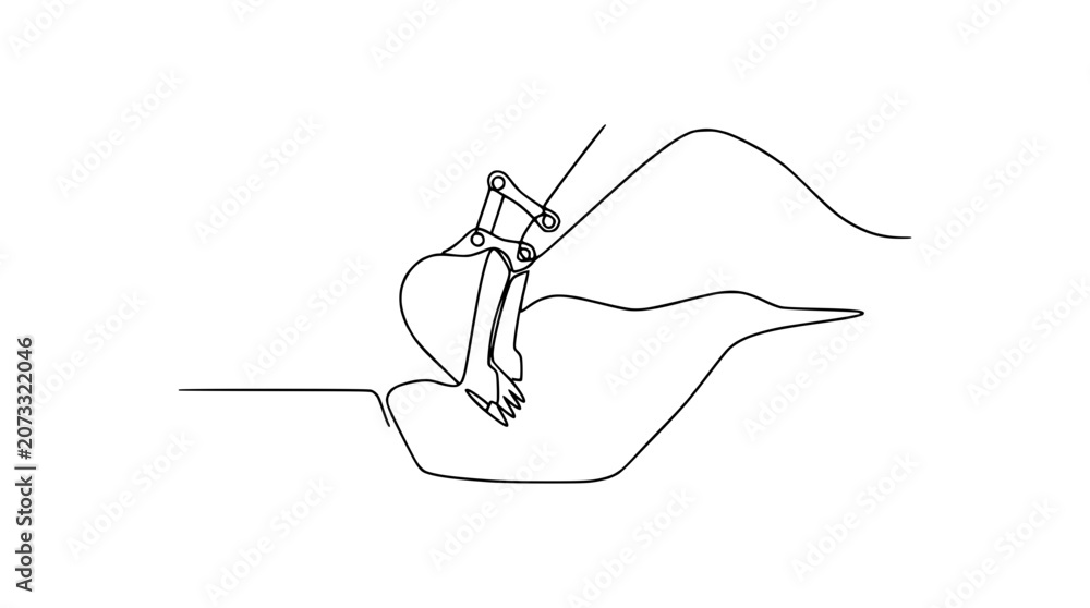 Obraz premium Mechanical Robotic Arm Manipulating Human Lips in Continuous Line Art