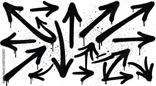 Bild auf Leinwand Black graffiti arrows on white background