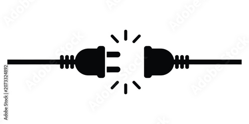 Fotografie Electric socket with a plug. Connection and disconnection concept
