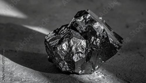 Massive chunk of unrefined dark titanium ore displaying rugged texture and metallic sheen