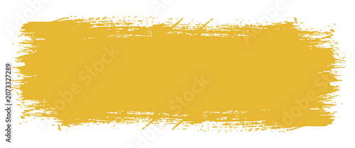 Konstfotografi yellow brush stroke on a pure white background, with rough edges and textured ap