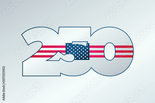 USA 250 years anniversary. Illustration for 4th July, Independence Day, American patriotism, freedom, celebration, event, design. United States of America vector