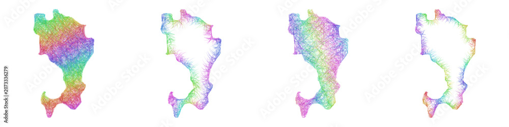 Fototapeta premium Multicolor sketch Ingush map design set