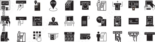 Foto Set of  outline icons related to atm