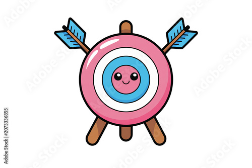 Cartoon target with arrows, playful illustration