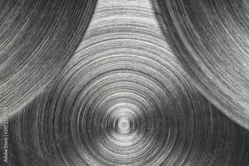 Detailed 1:1 macro of a brushed stainless steel sheet showing a refined anisotropic texture. The metallic surface reveals subtle grain variations, ideal for industrial, engineering, and manufacturing
