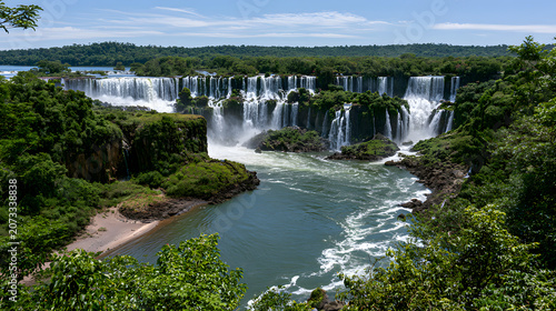 Breathtaking Panorama of Iguazu Falls from the Brazilian Side Showcasing Nature's Majestic Waterfall Beauty