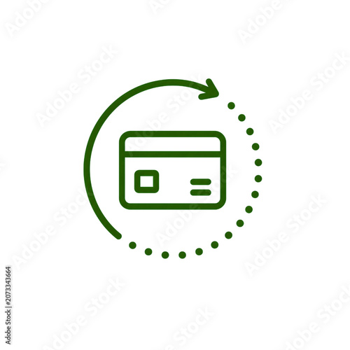 Minimal payment processing icon with circular loading and card symbol