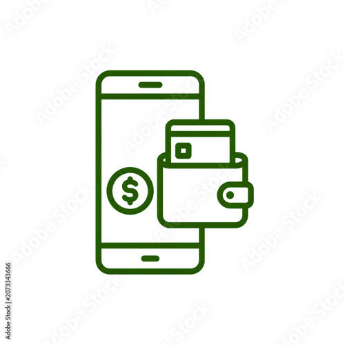 Minimal e-wallet app icon showing smartphone and payment symbol