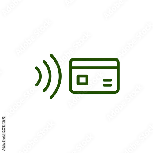Minimal contactless payment icon with NFC signal waves and credit card