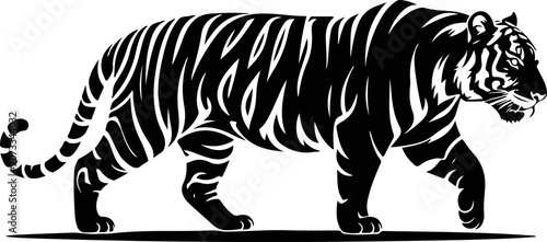 Black Tiger Silhouette Vector Illustration.