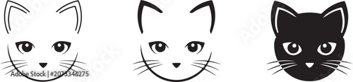 Cute cat face minimalist animal vector illustration.