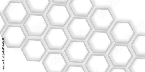 Minimal  Hexagon Honeycomb Geometric Background Pattern With Soft 3D Shadows For Design.