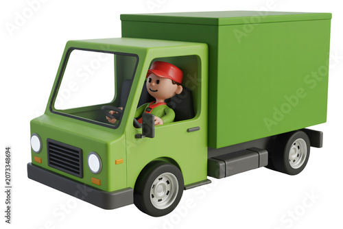 Toy delivery truck with driver