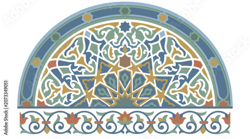 Islamic Arch Mosaic Design Element.