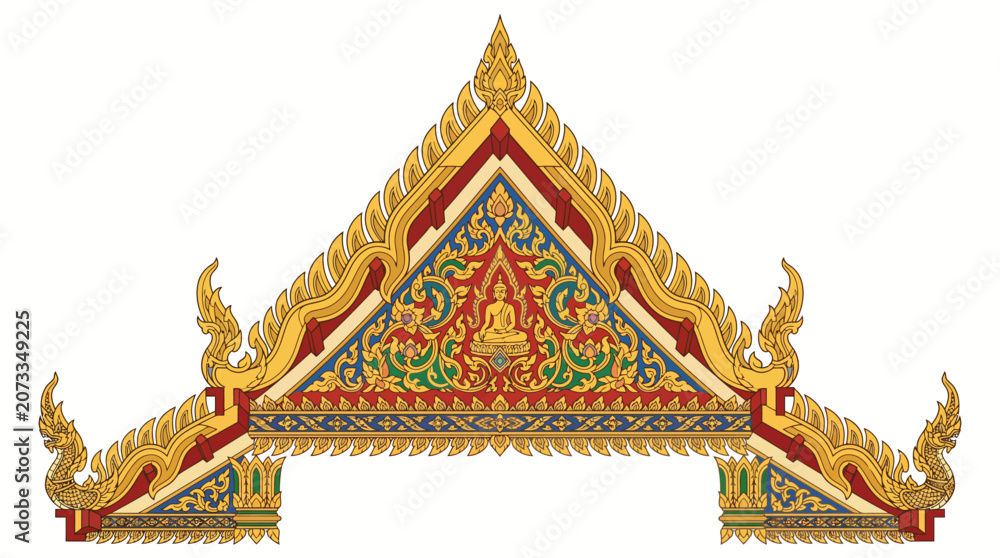 Fototapeta premium Thai Temple Roof Ornament Detail.
