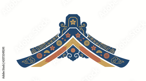 Tibetan Roof Ornate Design Element.