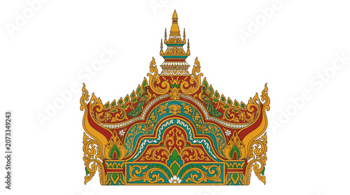 Thai Temple Roof Ornate Decoration.