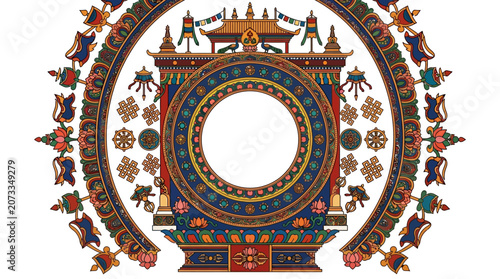 Vibrant Circular Mandala Design Art.