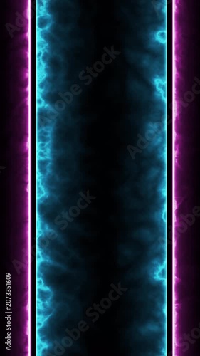 Abstract Neon Glowing Blue and Purple Energy Border Animation.